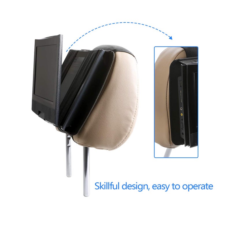 Hikig DVD Player Headrest Mount Holder - Portable DVD Player Mount for Car Back Seat Headrest - Swivel & Flip - 7 to 11 Inch - Image 4